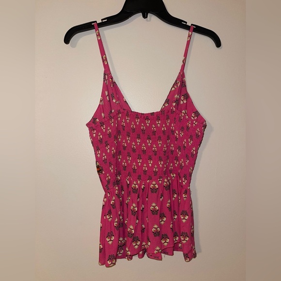Angie Sleeveless V-Neck Knot Front Keyhole Boho Border Print Top M - Picture 5 of 6